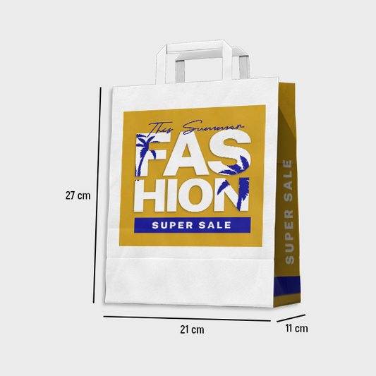 Fully Printed Flat Handle Paper Bag 21X11X27CM