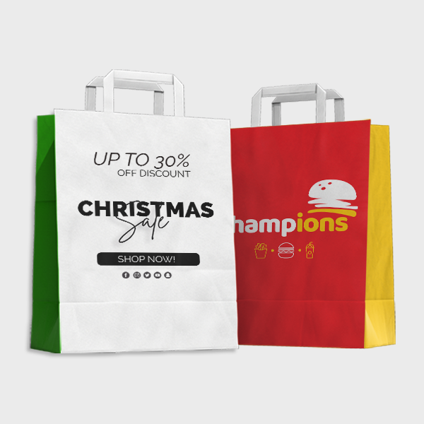 Fully Printed Flat Handle Paper Bag 21X11X27CM