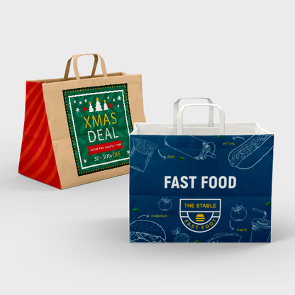 Fully Printed Flat Handle Paper Bag 32X22X25CM
