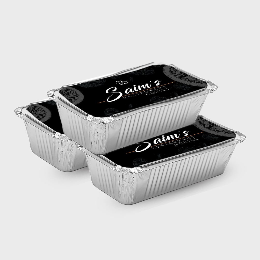 Custom printed paper lids for foil container 197X105MM