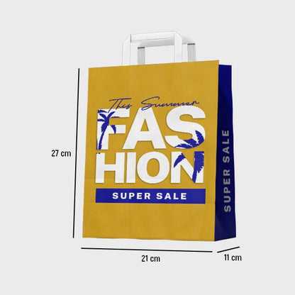 Fully Printed Flat Handle Paper Bag 21X11X27CM