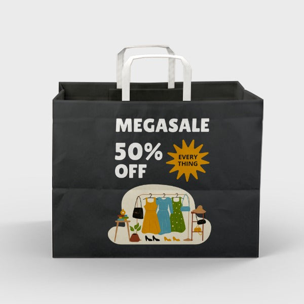 Fully Printed Flat Handle Paper Bag 32X22X25CM