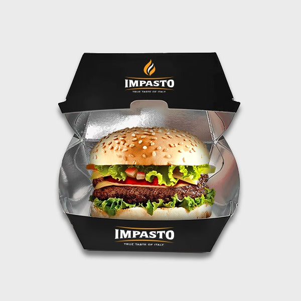 HP6 Burger Box - 300gsm Gluded - Foil box